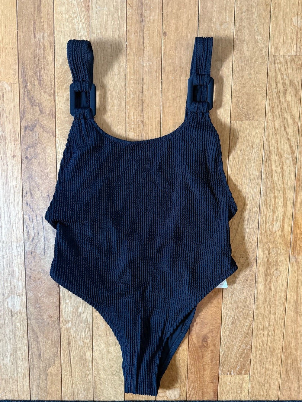 NWT Aerie Black Textured One-Piece Swimsuit